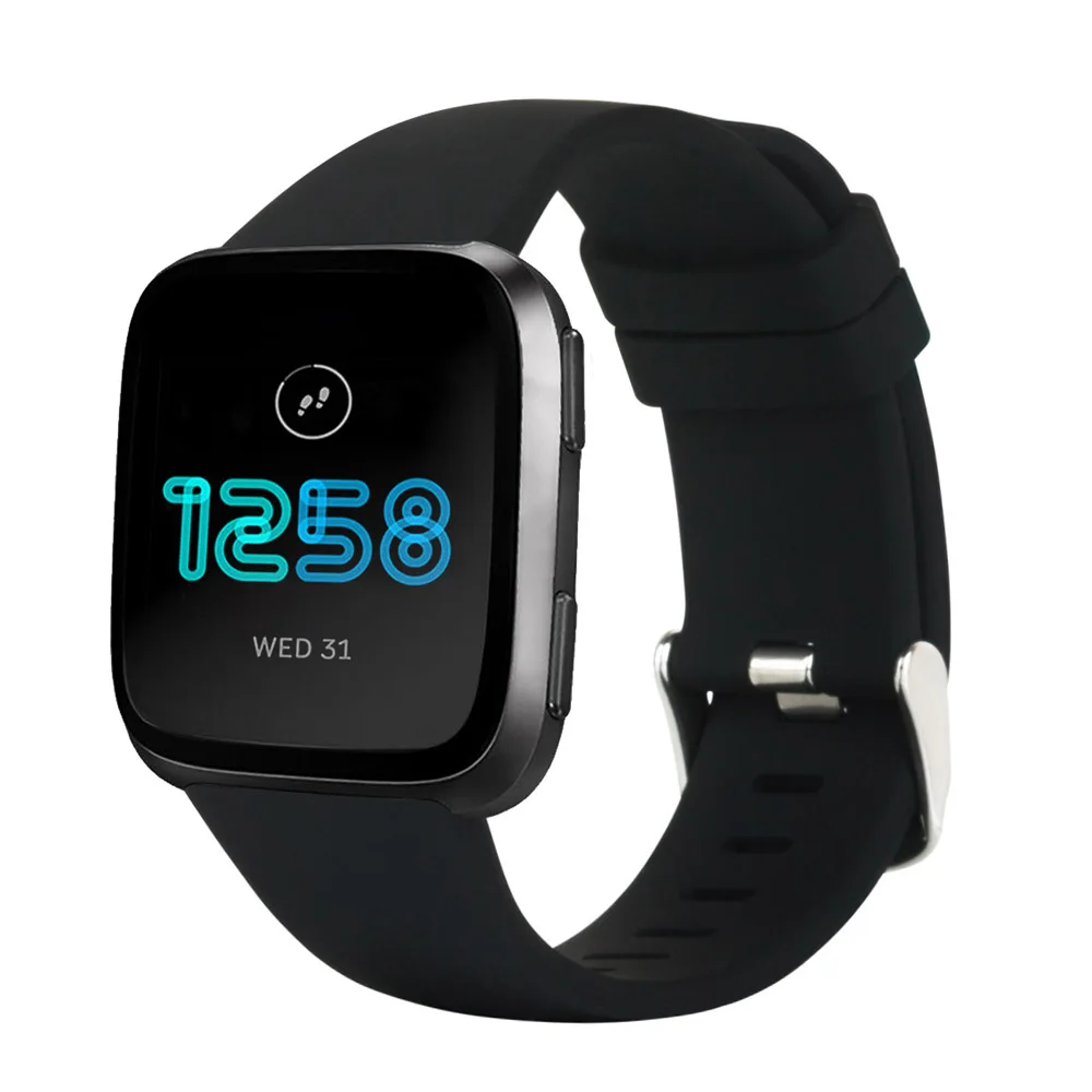 

Honecumi For Fitbit Versa Watchband Strap Sport Silicone Bracelet Black Smart Watch Band Replacement Accessories Men Women