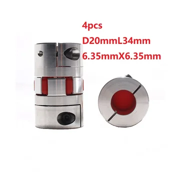 

4pcs 6.35x6.35 D20L34 Aluminium Shaft Plum Coupling Motor Connector Flexible shaft CNC Parts