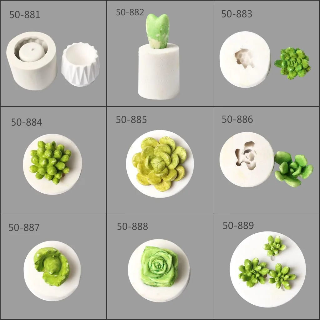 

Big Size Succulent Plants Fondant Cake Silicone Mold Cactus DIY Aroma Gypsum Plaster Silicon Mould Candle Molds H995