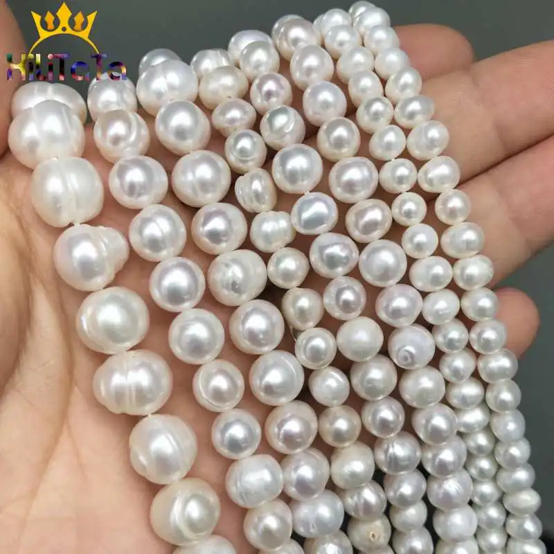 Natural Freshwater White Pearl Round Loose Spacer Beads For Jewelry Making DIY Bracelets Necklace 15'' Pick Size 4/6/8/9/10/11mm |