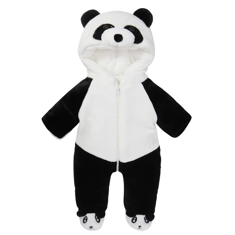 Winter baby boy panda Character Romper Jumpsuit thickened infant hooded ...