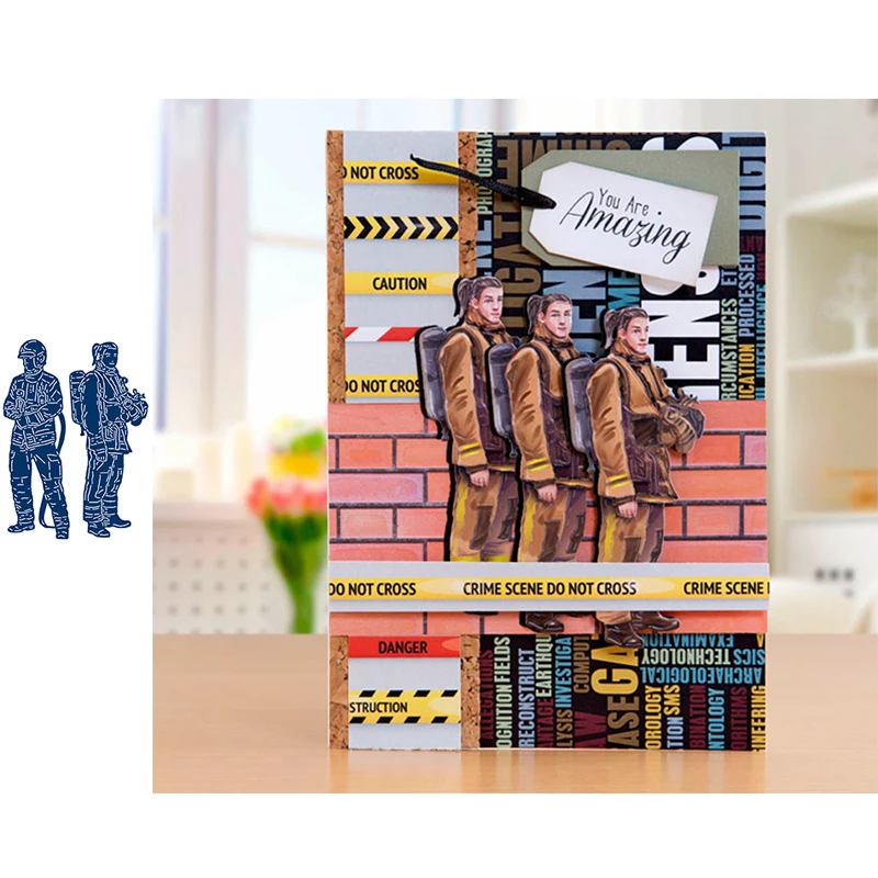 

Fire Fighters Human Figure Metal Cutting Dies Stencils for Scrapbooking Embossing Die Cards Making Paper Craft Decoration 2019