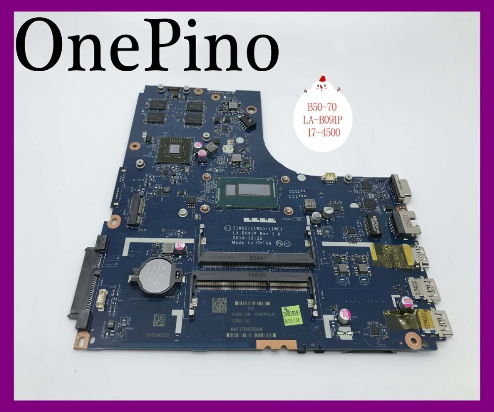 

LA-B091P i7 CPU For Lenovo B50-70 Laptop Motherboard ZIWB2/ZIWB3/ZIWE1 LA-B091P i7 DDR3L