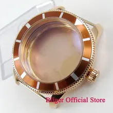 46 мм Роскошный полированный золотой позолоченный Большой Корпус для часов вставка коричневый поворотный Безель минеральное стекло fit Miyota 8215 ETA 2824 2836 Движение