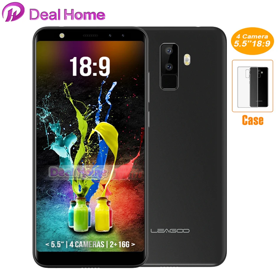 

In stock! LEAGOO M9 5.5"18:9 Full Screen Android 7.0 Four Cams MT6580A Quad Core 2GB 16GB 8MP Fingerprint 3G mobile phone