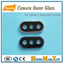2 шт задний объектив камеры стеклянная крышка с держателем рамы для iPhone X ремонт