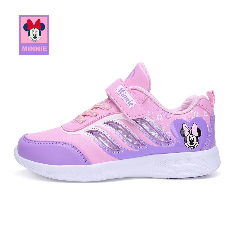 Детская повседневная обувь disney; сезон весна-осень; детская спортивная Удобная дышащая повседневная обувь с Минни Маус для мальчиков и девочек; Размеры 26-37 - Цвет: Pink Minnie Shoes