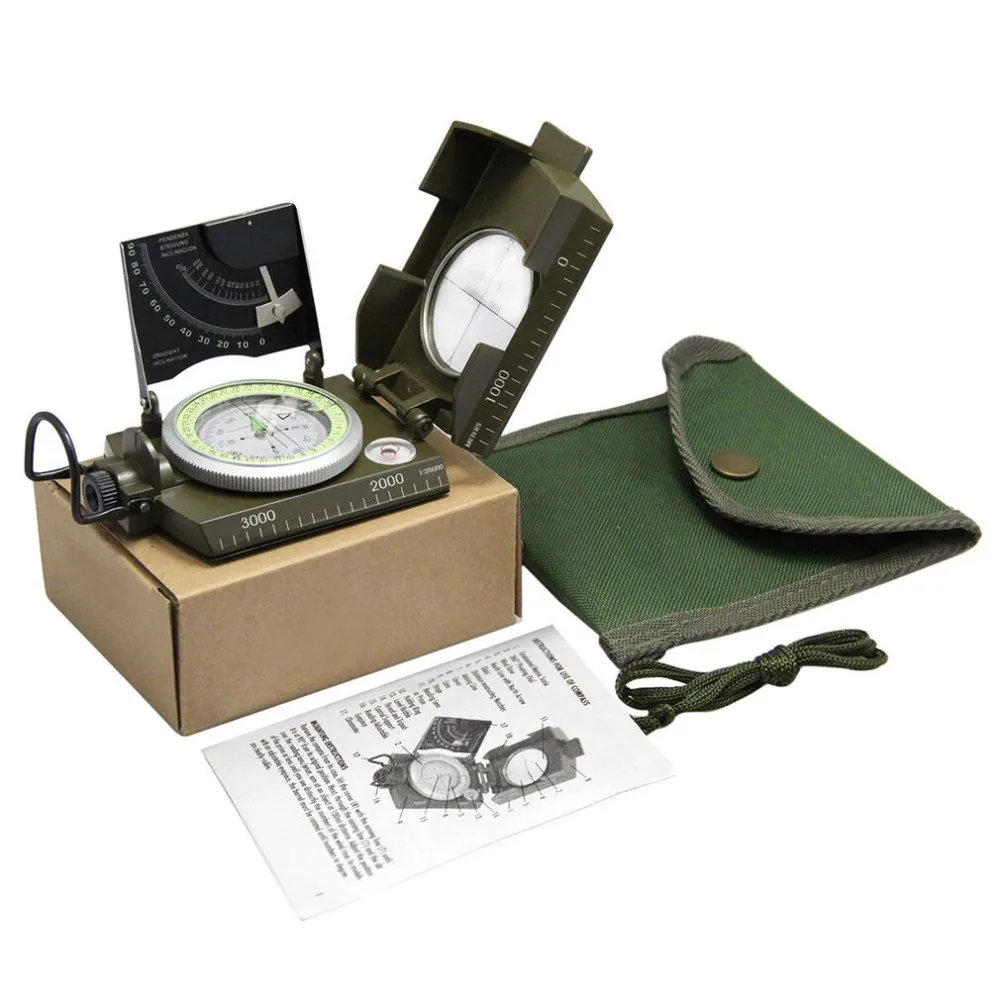 

Professional Outdoor Hiking Camping Biking Compass Military Army Geology Compass Sighting Luminous Moonlight Locating Tool + Bag