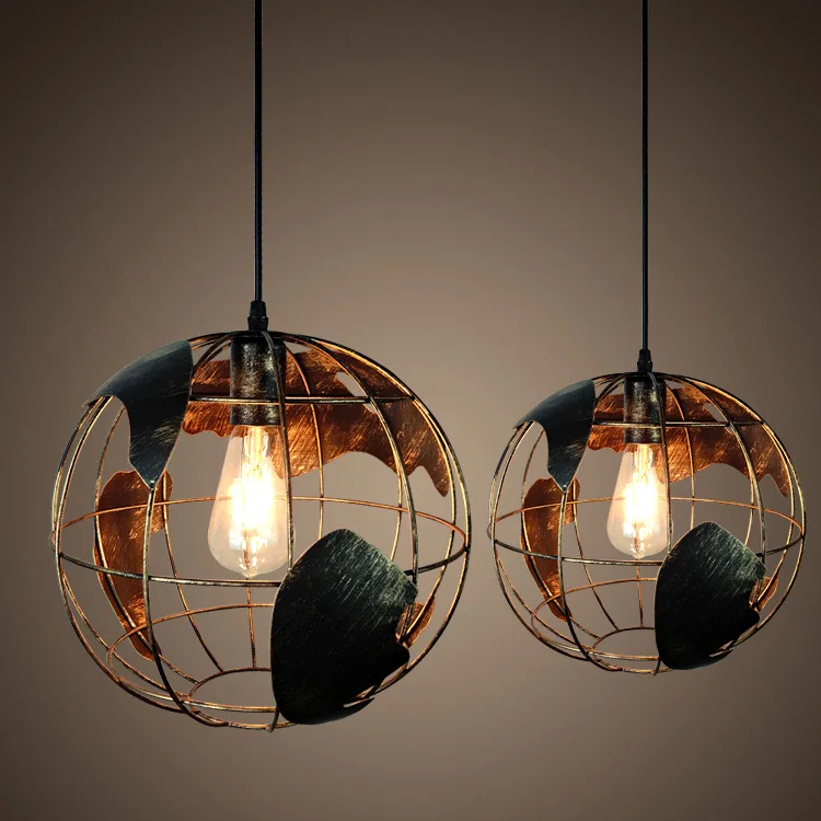 

industrial wind Bar Restaurant Bar Cafe creative chandelier retro stairways globe iron lamp