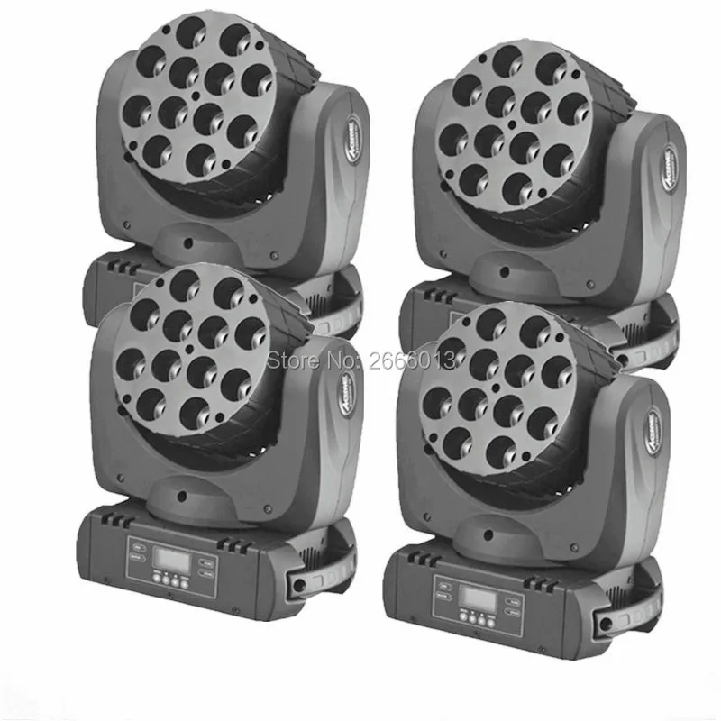 

4pcs/lot 12x12W LED Beam Moving Head Light/ RGBW LED With Excellent Pragrams Disco DJ Lighting/DMX512 LED Wash Beam Stage Lights