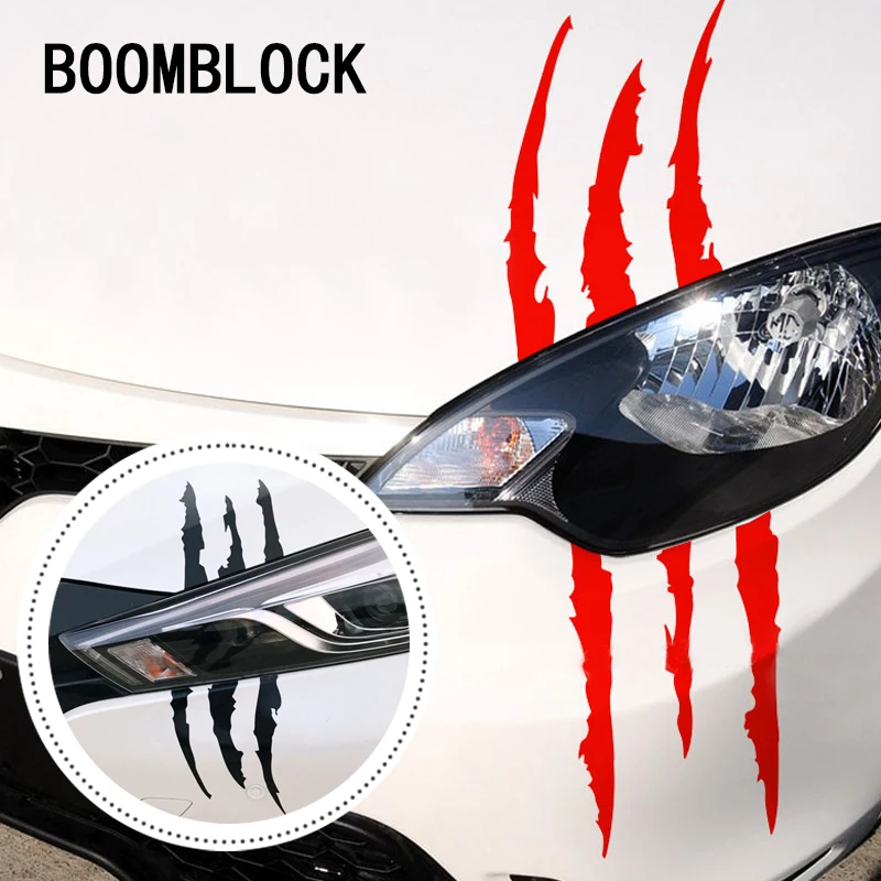 perfk Decalcomania Riflettente Adesivo Mostro Artigli Graffio Faro Attrezzo di Auto Rosso