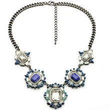 2017 Promotion New Arrival Collier Collares Maxi Necklace Royalblue Crystal Luxury Necklace Statement Collar Jewelry Fashion