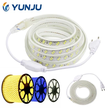 

IP67 LED Strip 220V 5730 120LED/M IP67 Waterproof Flexible Lamp Replace T5 Real 10W/M With EU Plug Warm/Cold White/Blue