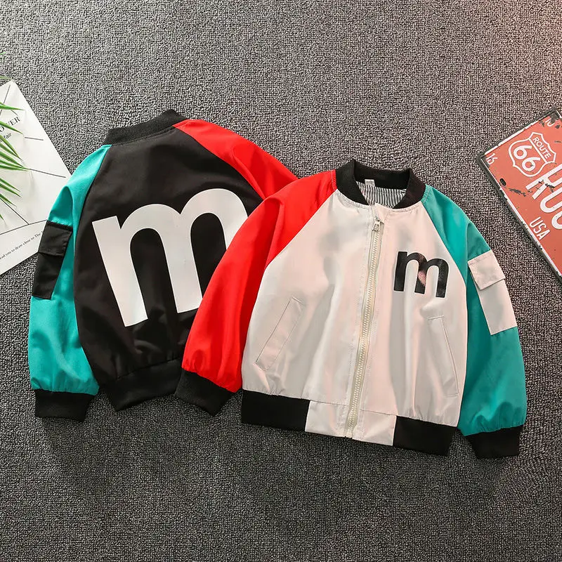

Kids Sport Jacket 2019 Spring Boys Girls Patchwork Hoodies Coat Long Sleeve Flak Jacket Outerwear Baseball Children Windbreaker