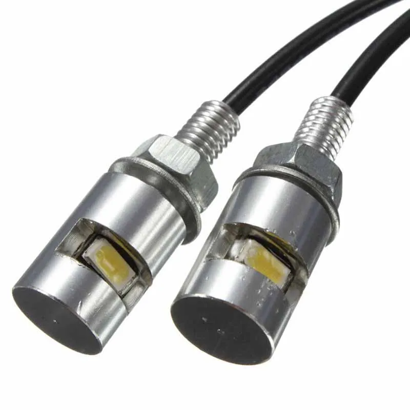 2pcs 12V LED Auto Motorcycle Car License Plate Screw Bolt Light Tail Number Plate Lamp White Super Bright Bulbs