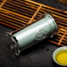 Творческий ручной Керамика фильтр прозрачный Стекло крышка бинокулярный Чай Горшок Офис кунг-фу Чай комплект Утварь чайник дома Посуда для напитков