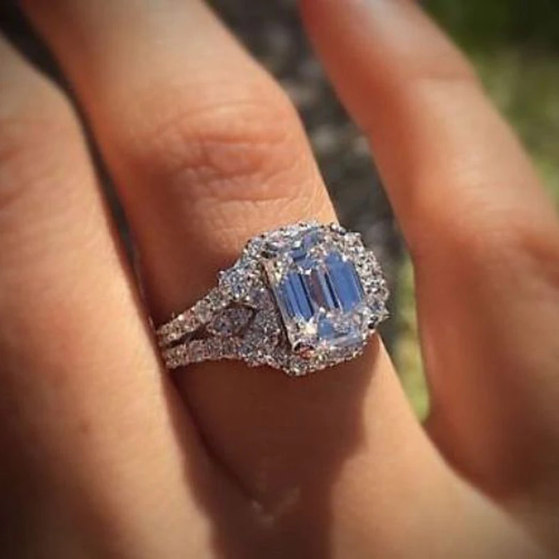 

Classic CZ Zircon Wedding Ring Engagement Gift Rings for Women Charm Jewelry Crystal Silver Ring Bijoux Femme Anel O5M143