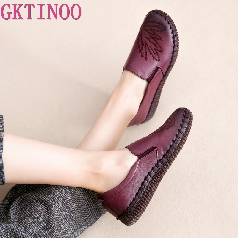 Туфли GKTINOO женские из натуральной кожи модные лоферы повседневная мягкая удобная