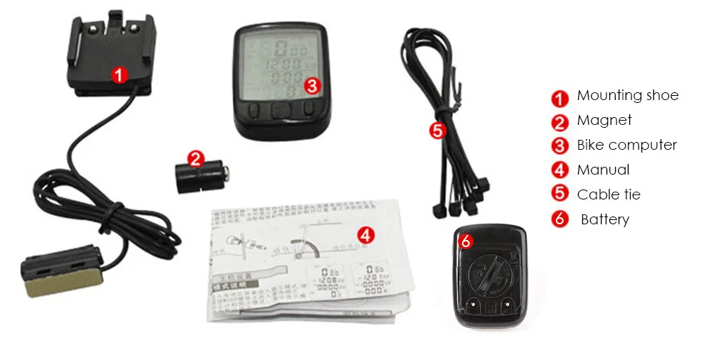 SunDing SD - 563B Leisure Bicycle Computer Water Resistant Cycling Odometer Speedometer with Green Backlight