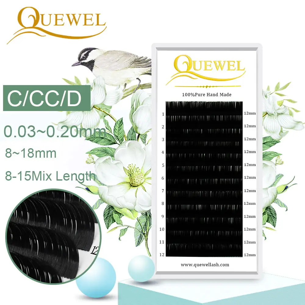 

Quewel False Eyelashes Extension Natural Fake Lashes Individual Eyelashes Soft 12 Rows Hand Made Eyelash Grafting Extension LM