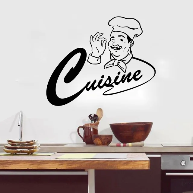 chef wall vinyl decal chef restaurant cook kitchen decor wall