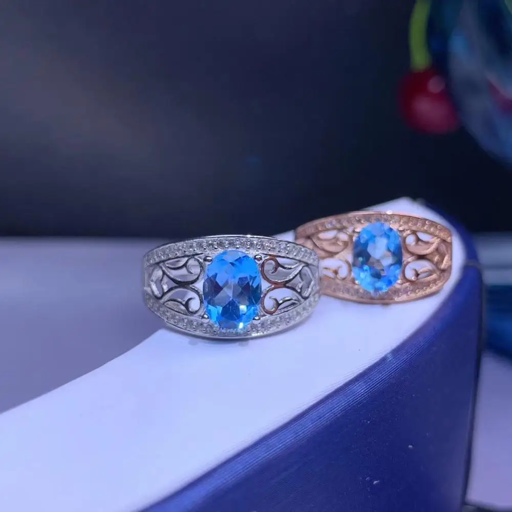 

new gorgeous ocean blue topaz gemstone ring 925 silver fine jewelry gild gold oval natural gem blue color girl date ring gift