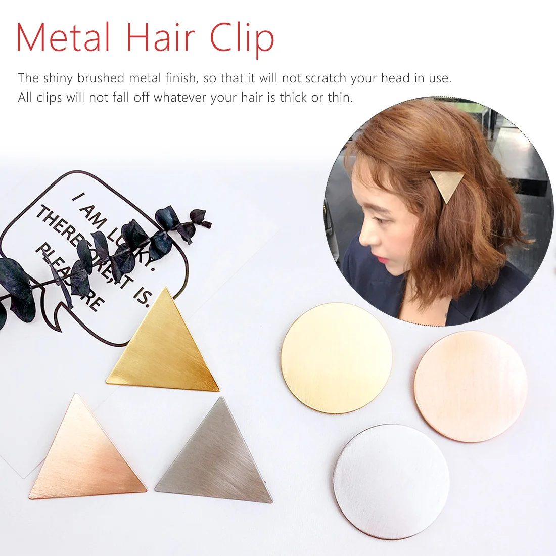 

Korean jewelry Girls Hairpins Triangle Round Hair Clip Metal Gold Silver Hair Pin Hair Decorations Jewelry Accessories
