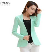 Демисезонный с длинным рукавом Болеро Для женщин пиджак цвета леденцов женские Женский блейзер Куртки Для женщин блейзеры и Куртки зеленый