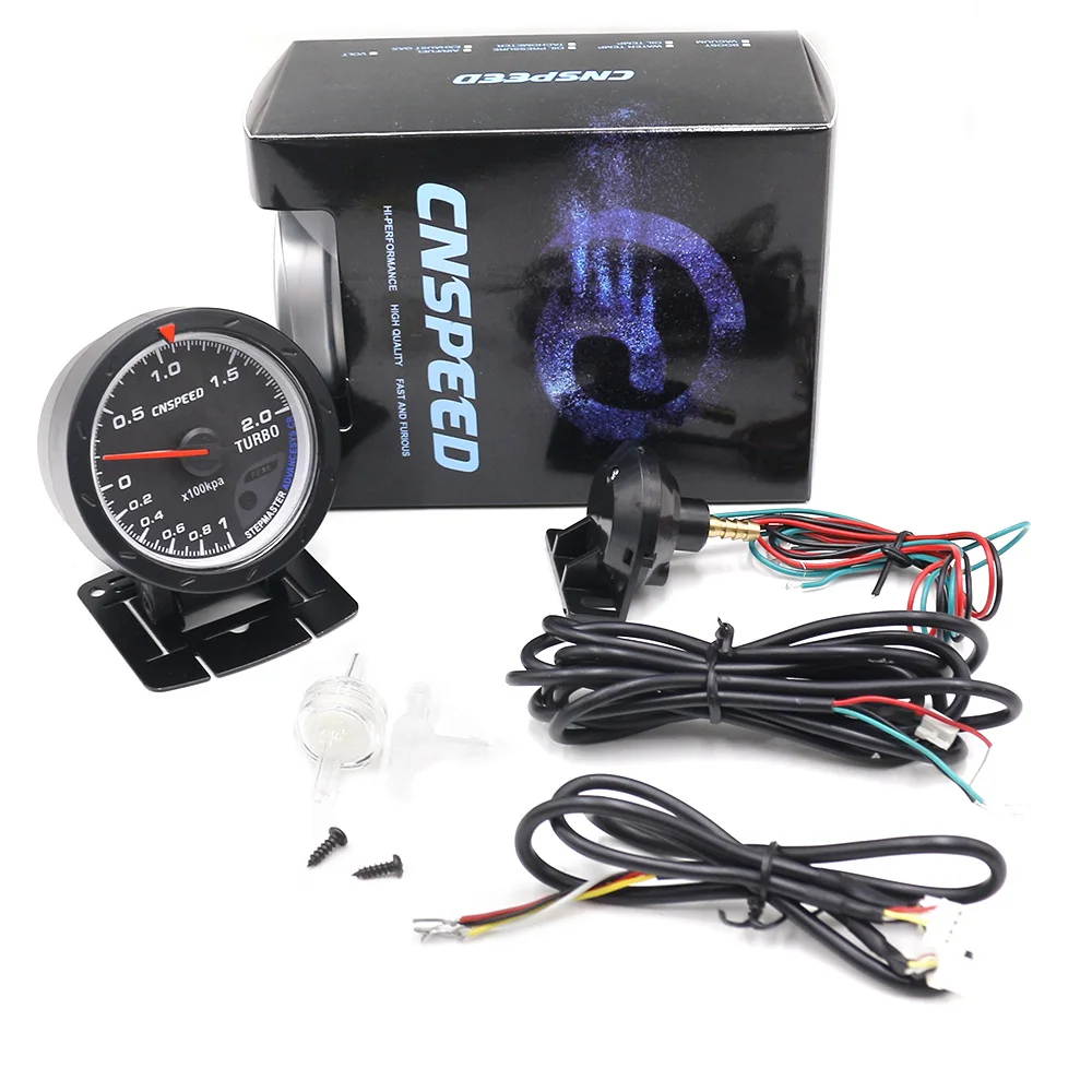 CNSPEED 60 мм 12 В автомобиля Turbo Boost gauge красный и белый освещение бар тип черный уход за кожей лица манометр YC101347