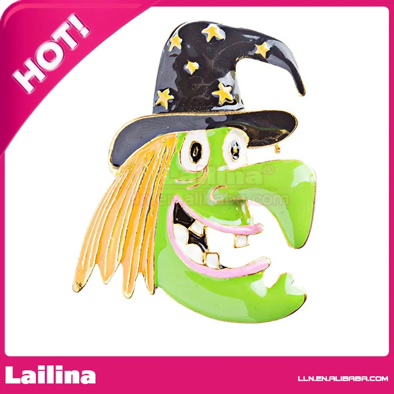 

Лидер продаж 100 шт./лот 45 мм Ювелирные изделия для костюмов на Хэллоуин забавная брошь с лицом ведьмы