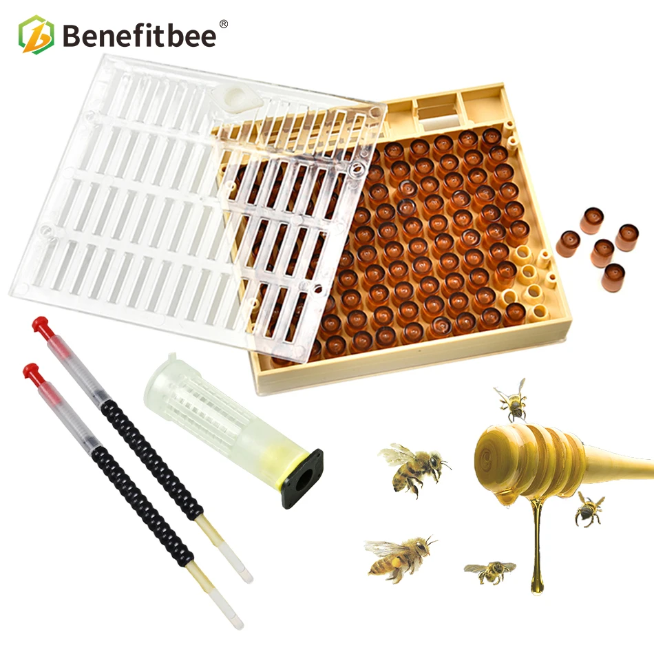Beekeeping Cup Kit 100 Cell Cups Bee Tool Set Queen Rearing System Bee Nicot Complete Catcher Cage Apiculture Helper Beekeeping Equipment Bee Keeping 130x147mm,Yellow 