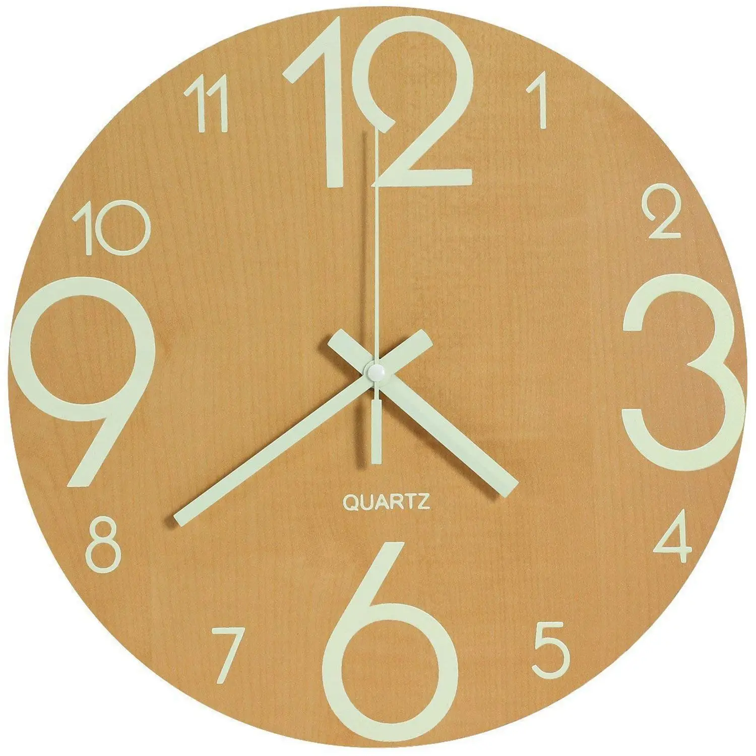 Светящиеся Настенные часы, 12 дюймов деревянные бесшумные кухонные настенные часы без тиканья с ночными огнями для внутренней/наружной гостиной кровати - Цвет: Yellow