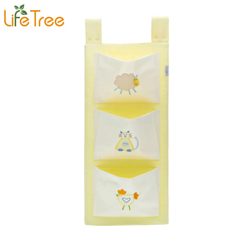 Baby Bed Hanging Storage Bag Cotton Newborn Crib Organizer Toy Diaper Pocket for Crib Bedding Set Accessories