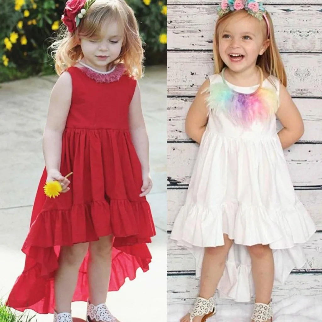 

Regular O-Neck Sleeveless Kids Dress For Girls Summer Solid Casual Children Dress For Girl Kids Girl Fashion Party Dresses