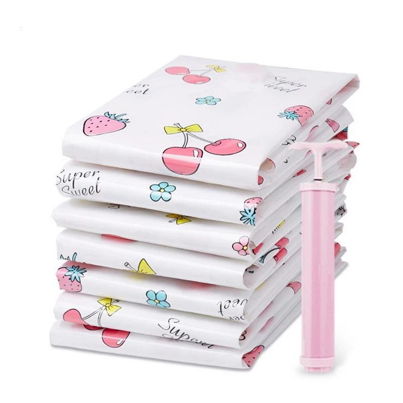 

Fresh Thickening Vacuum Compression Bag PA+PE Waterproof Packing Organizers Cartoon Fruit Prints Portable Travel Accessories 1PC