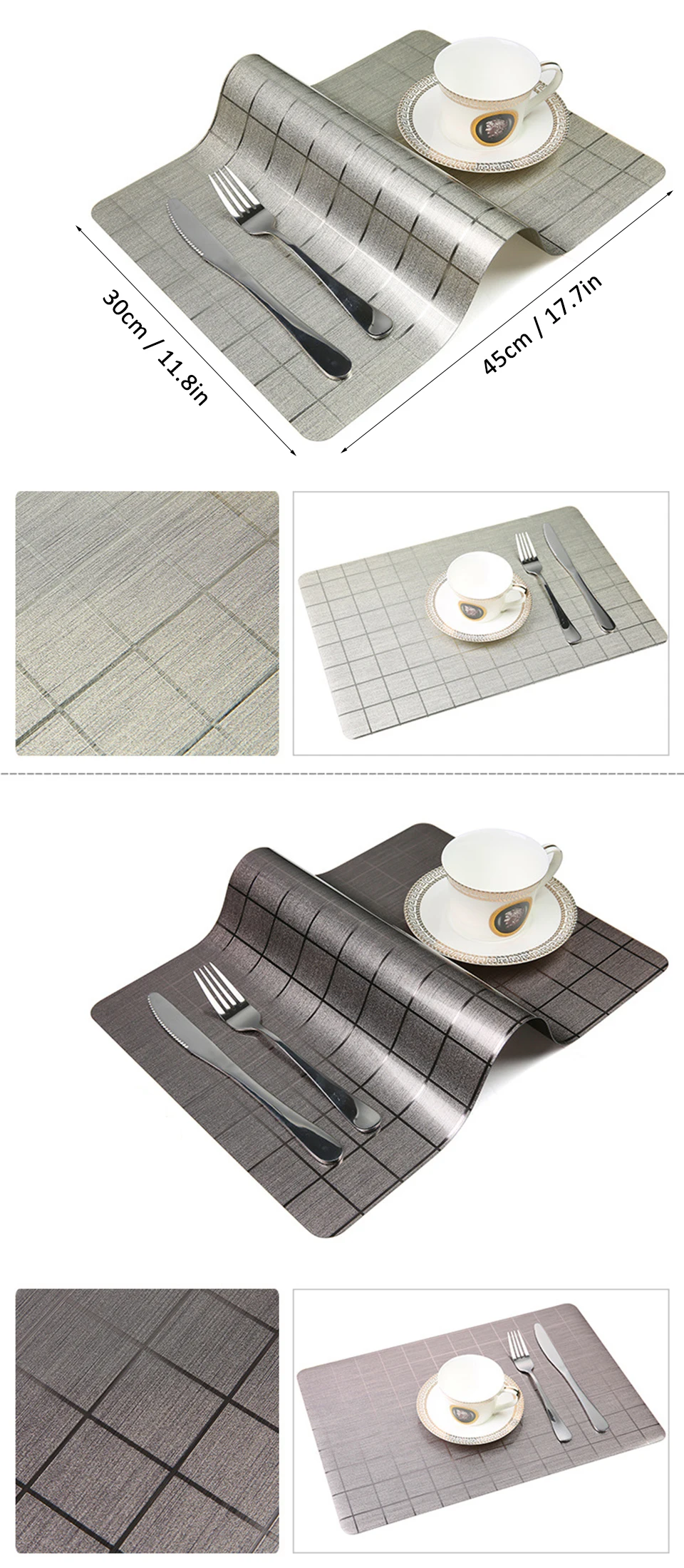 LIYIMENG 4Pcslot Dinner Placemat Lattice Satin Finish Pvc Table Mat Pads Coasters Waterproof Chicken Pad Slip-Resistant2