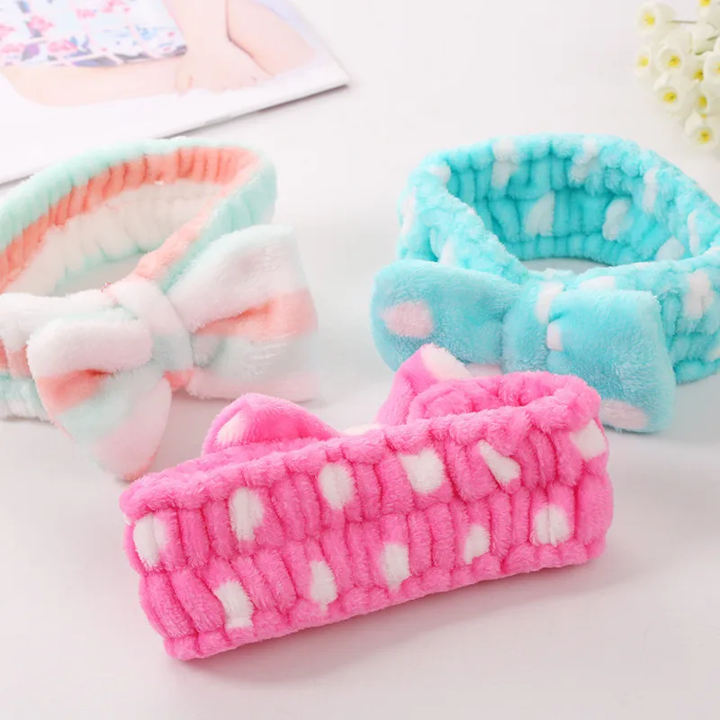 

Women's Headwear Hair Bow Dot Striped Coat Soft Shower Bath Spa Hair Band Hair Makeup Cute Rich Elastic