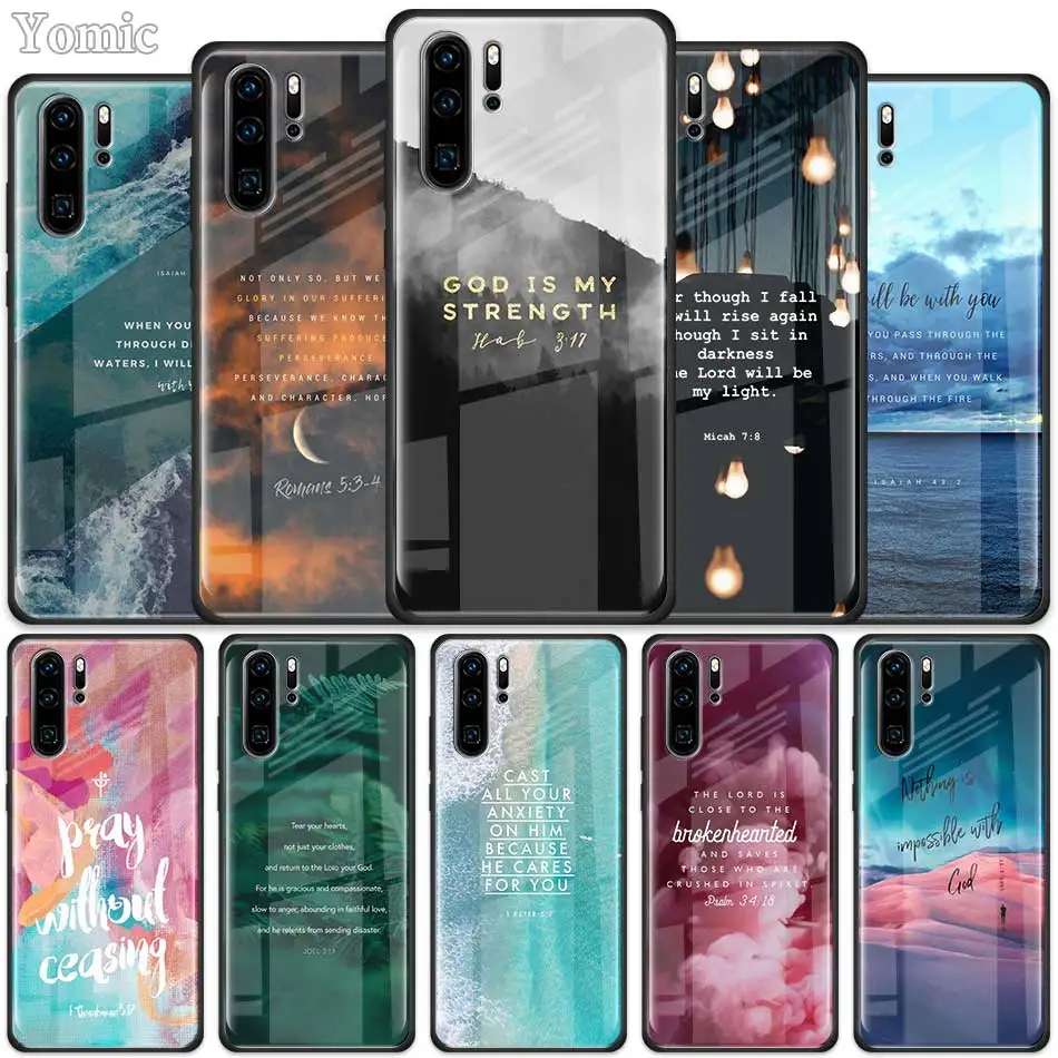 Чехол из закаленного стекла Bible verse для Huawei P30 P40 Pro Plus P20 Lite P Smart 2019 Nova 5i 5T 5z 7i