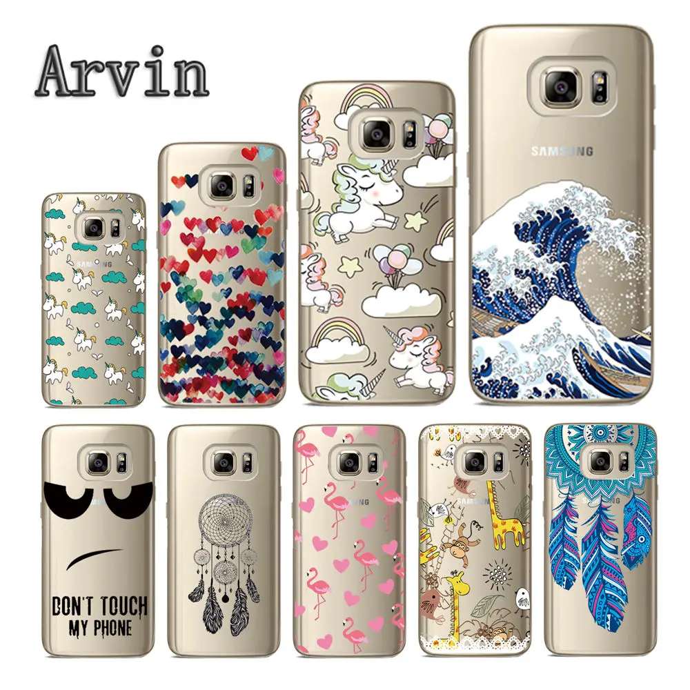 Arvin Мягкий силиконовый чехол для Samsung S8 S9 S7 S6 S5 Прозрачный окрашенный Plus TPU Galax Edge |