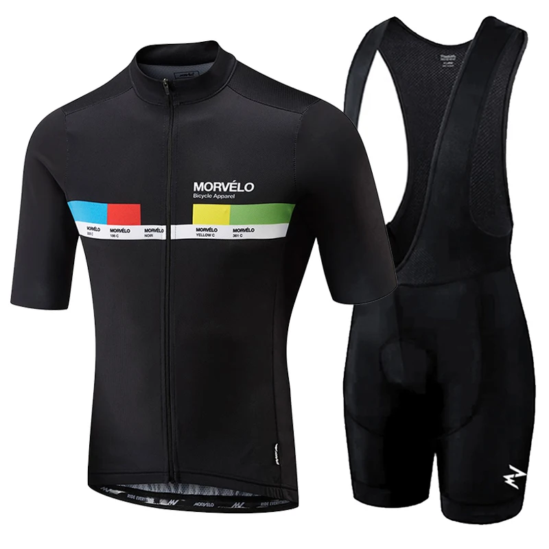 Morvelo, мужская летняя одежда для велоспорта, комплекты одежды с коротким рукавом, шорты на лямках, Мужские дышащие шорты на лямках, комплект для велоспорта