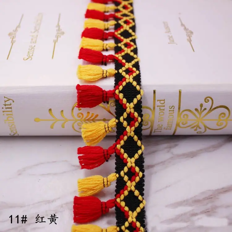 11 red and yellow 1 ярдов/партия кисточка бахрома отделка Ткань кисточки бахрома кружево отделка с кисточками для украшения штор DIY Швейные аксессуары - Цвет: 11 red and yellow