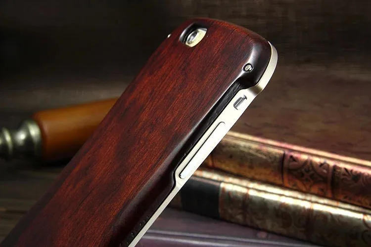 Роскошный Деревянный чехол для iPhone 6S, 6, 5, 5S, SE, алюминиевая металлическая рамка, дерево, бамбук, чехол для телефона, чехол для Iphone