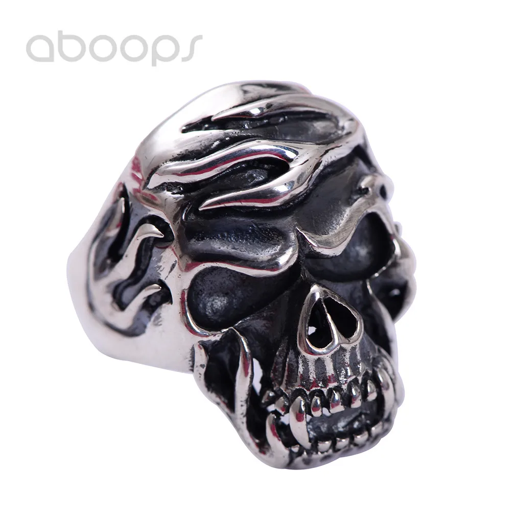 Black Gothic 925 Sterling Silver Skull Head Ring Jewelry for Men Size 8.5 9 10 11 Free Shipping