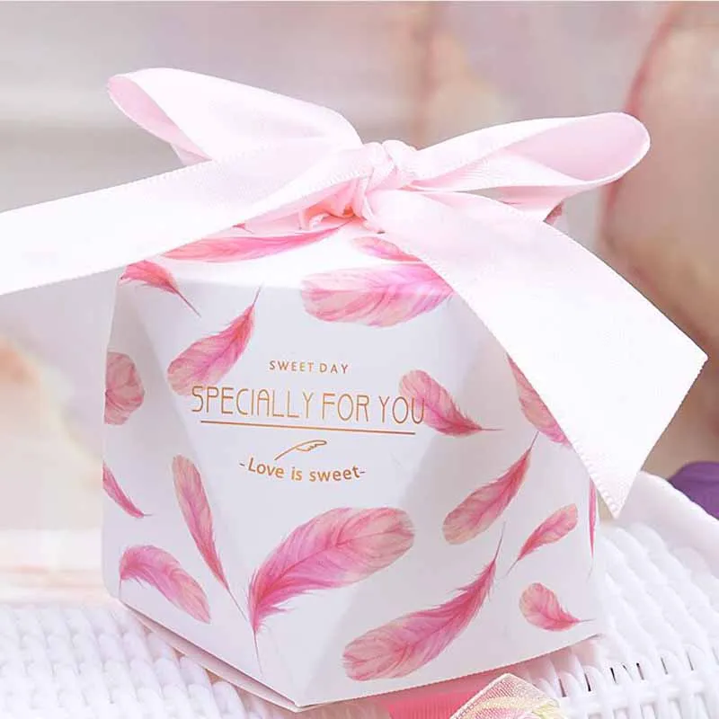 

New Design hotsale 50box+50 ribbon 11 kinds of style wedding diamond candy boxforest fresh series candy gift box Party Supplies