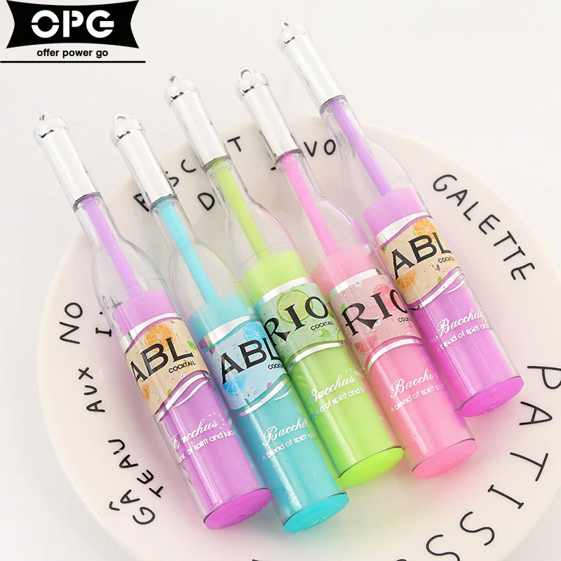 cute cocktail gel lnk pen kawaii bottle design black ink pens accessory design school