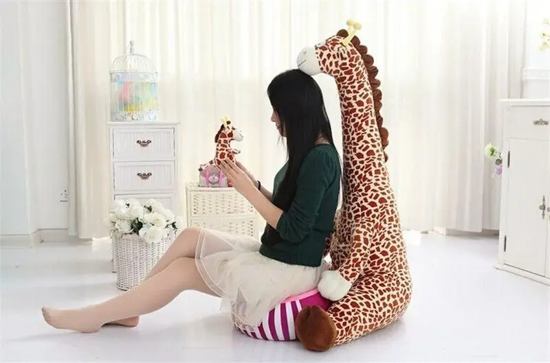 Dorimytrader Pop Lovely Animal Fox Penguin Giraffe Crocodile Sika Deer Kangaroo Baby Sofa Pillow Cartoon Animal Chair Cushion Decoration Gift for Children 50cm DY61997 (14)
