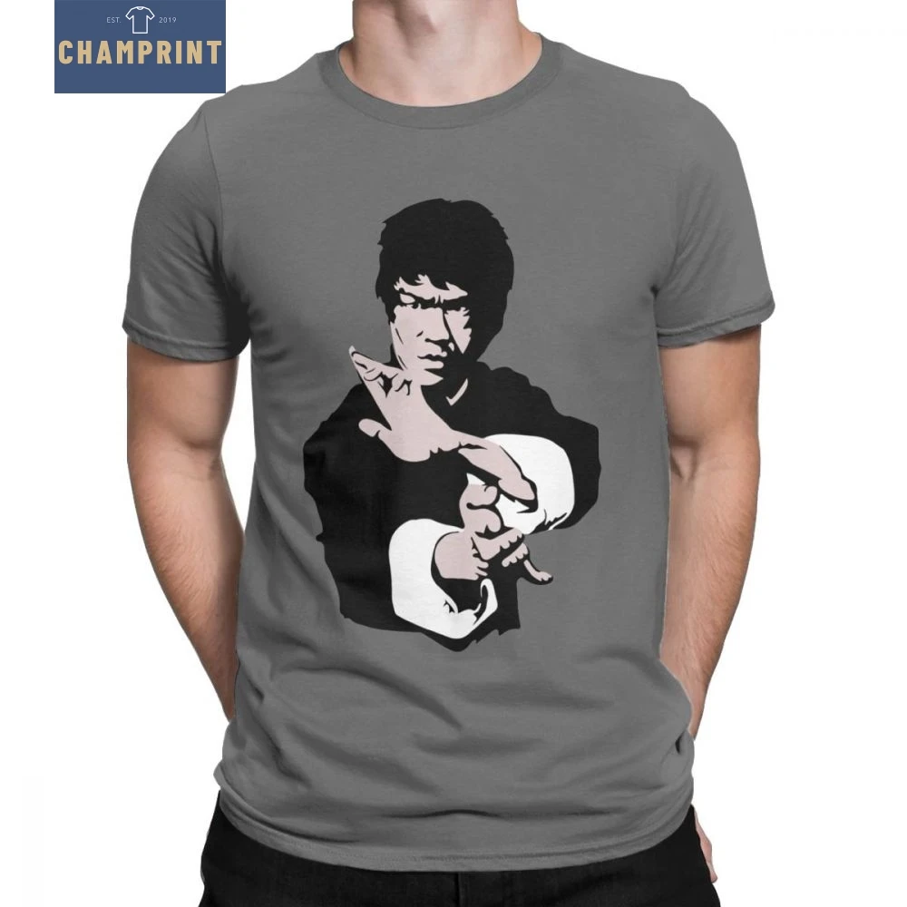 

Men's T-Shirt Bruce Lee On His Famous Kung-Fu Jet Kune Do Pose Crazy Pure Cotton Tees Movie Kung Fu Brusli Karate China T Shirts