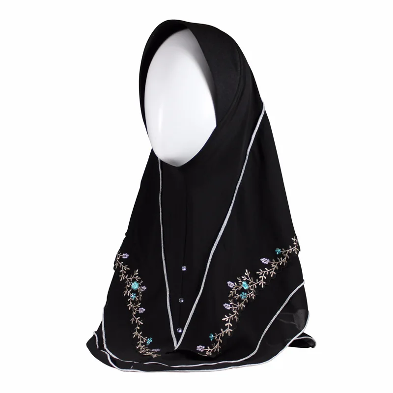 Fashion Muslim Women's Hijab Instant Wraps Bonnet Shawl Headscarf Abaya Headgear Arab Islamic Embroidery Scarf Bandanas Hooded