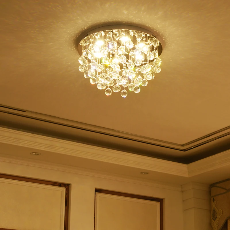 Современный Модный Романтический круговой K9 хрустальный светодиодный потолочный светильник DIY домашний декор для столовой из нержавеющей стали потолочный светильник