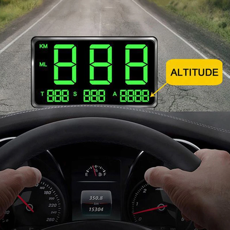 

Universal Digital In Car GPS HUD Head Up Display Speedometer Warning Alarm Black